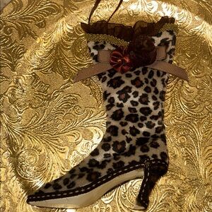 NWT Pier 1 Imports Leopard Print Women's Boot Ornament RARE
